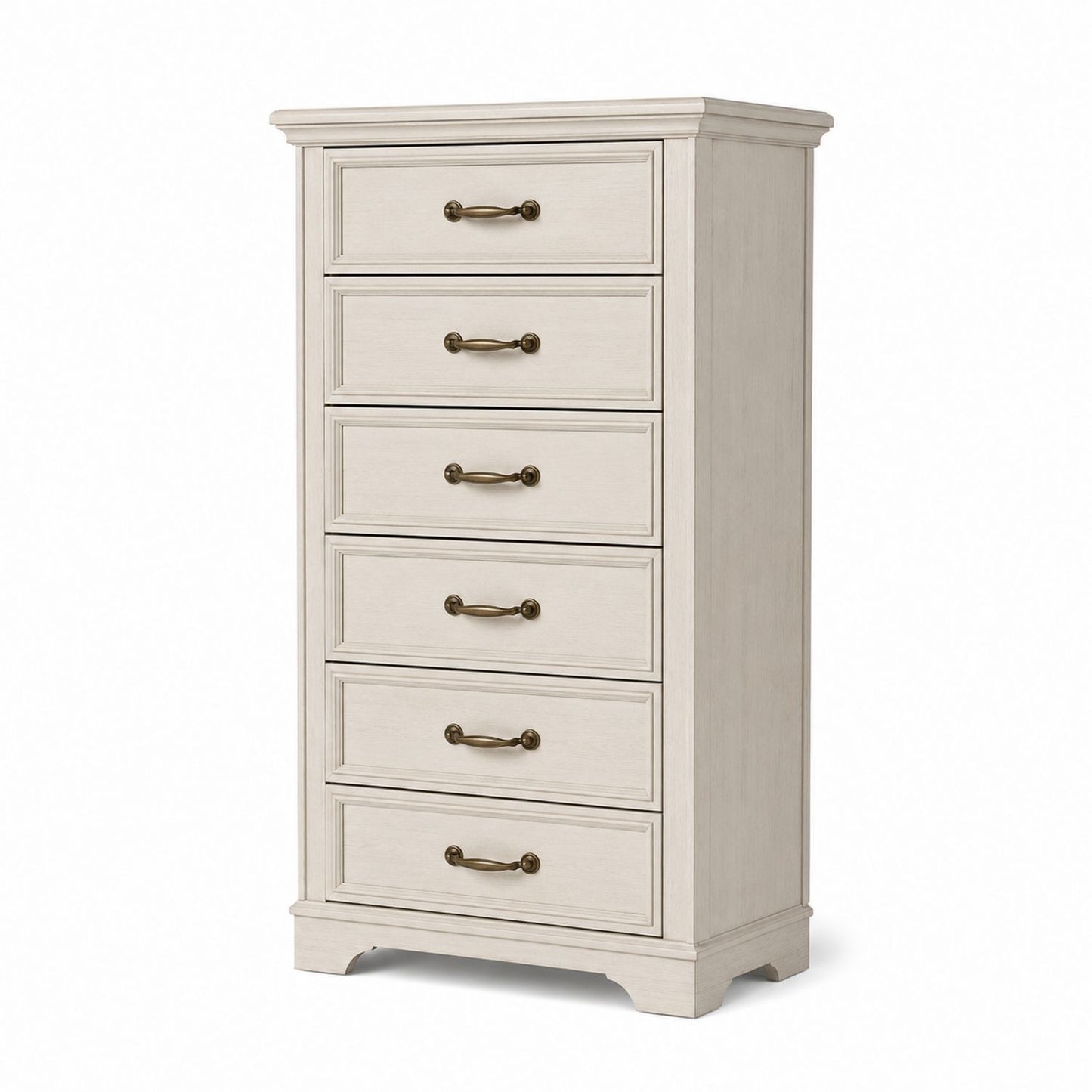 Wooden Chest of Drawers Tall White 6-Drawer