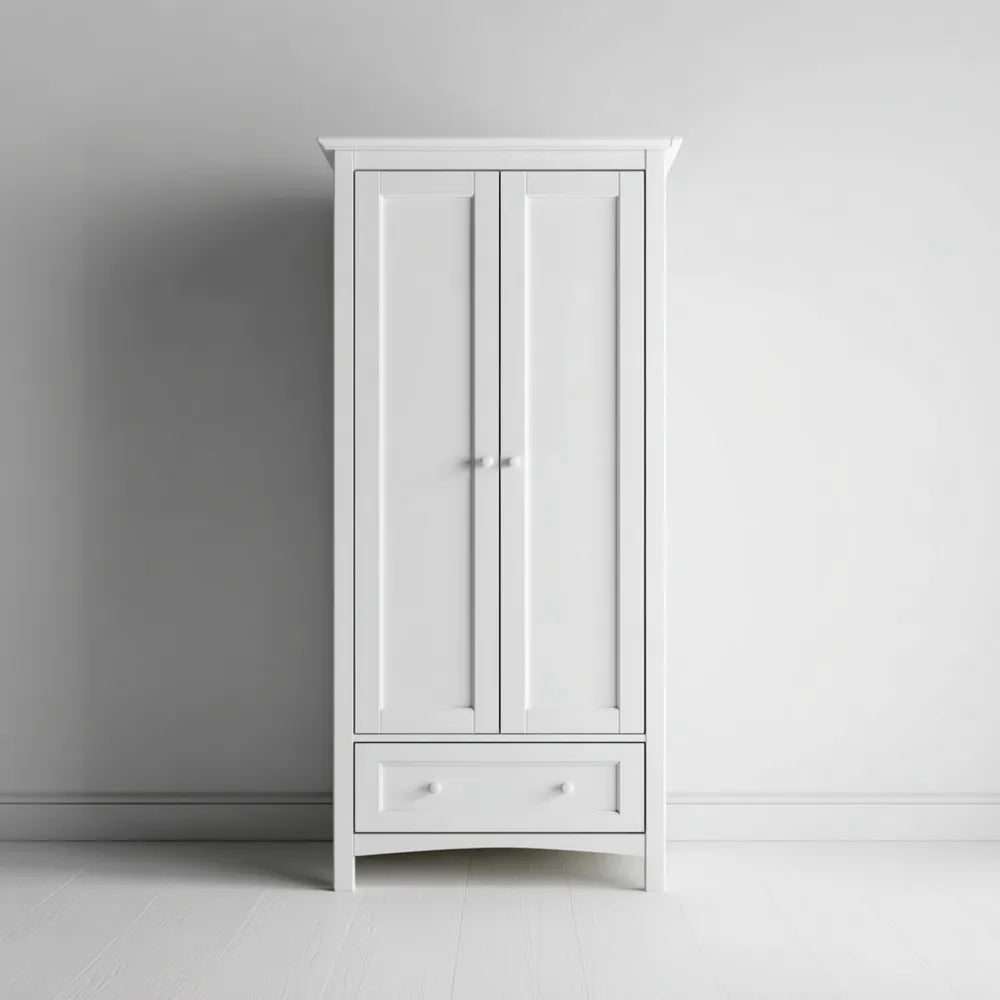 Wardrobe 80x50x200 cm - White Wood Classic Design