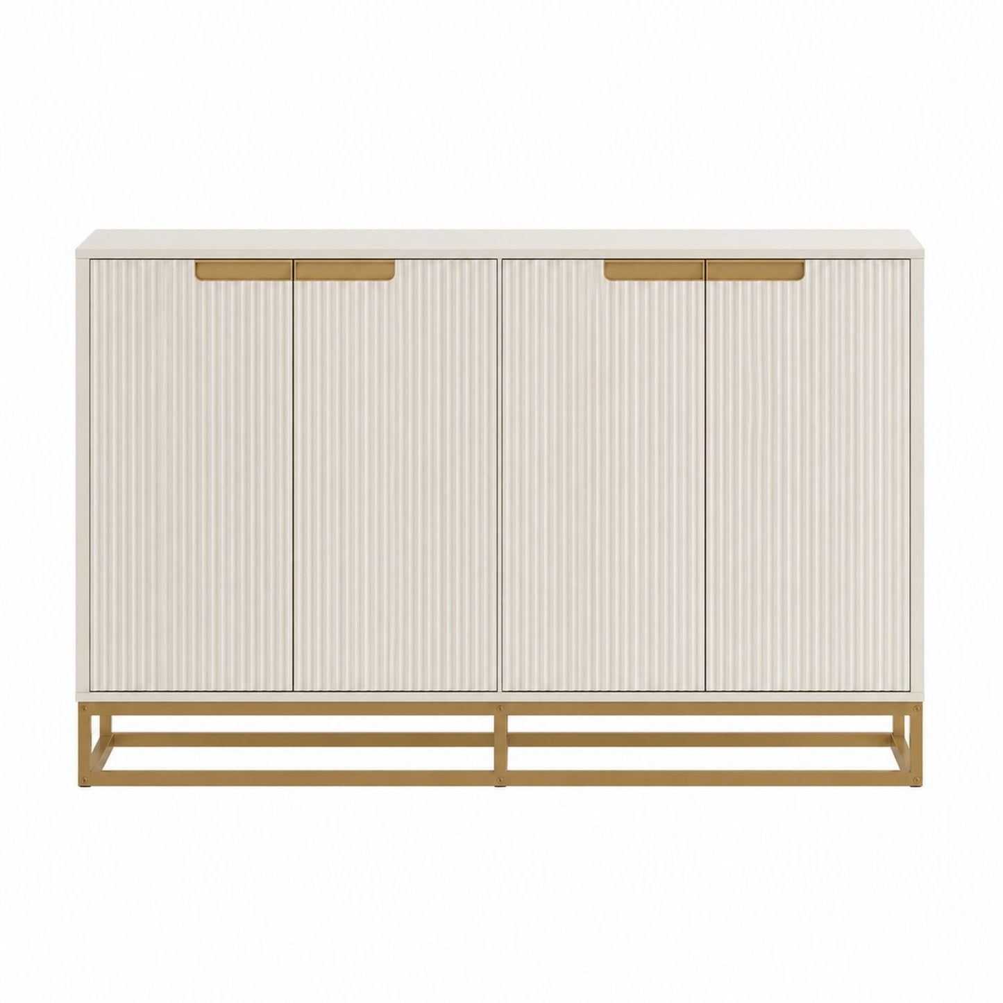 Sideboard Buffet MDF Gold Metal Base Beige 150cm x 40cm x 85cm