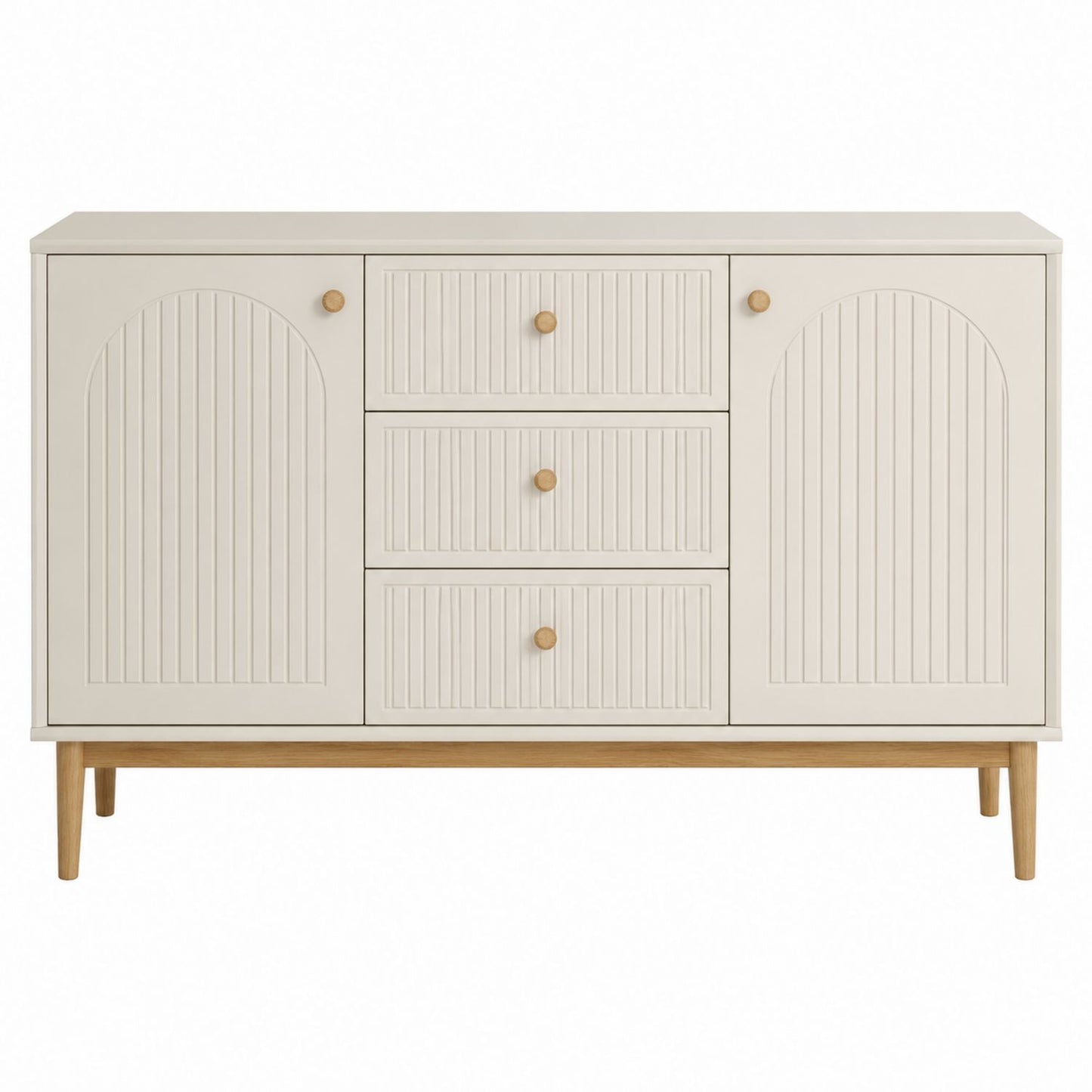 Cream MDF Sideboard with Drawers and Cabinet