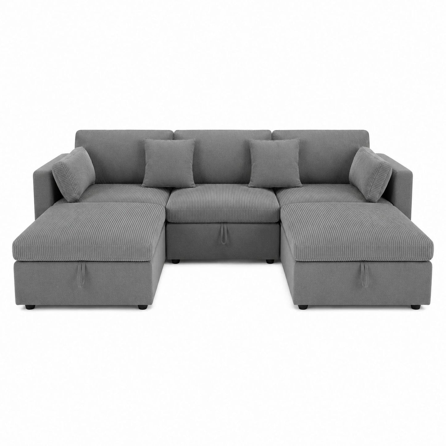 Chenille Sectional Sofa Set with Storage Chaise Lounge