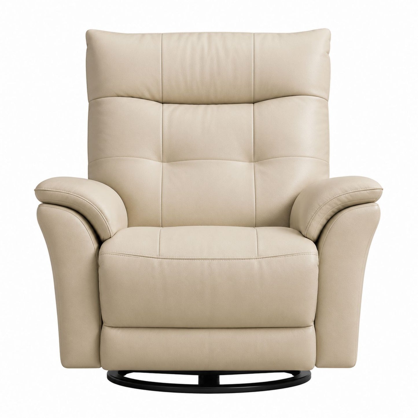 Leather Recliner Chair with Swivel Function, Beige