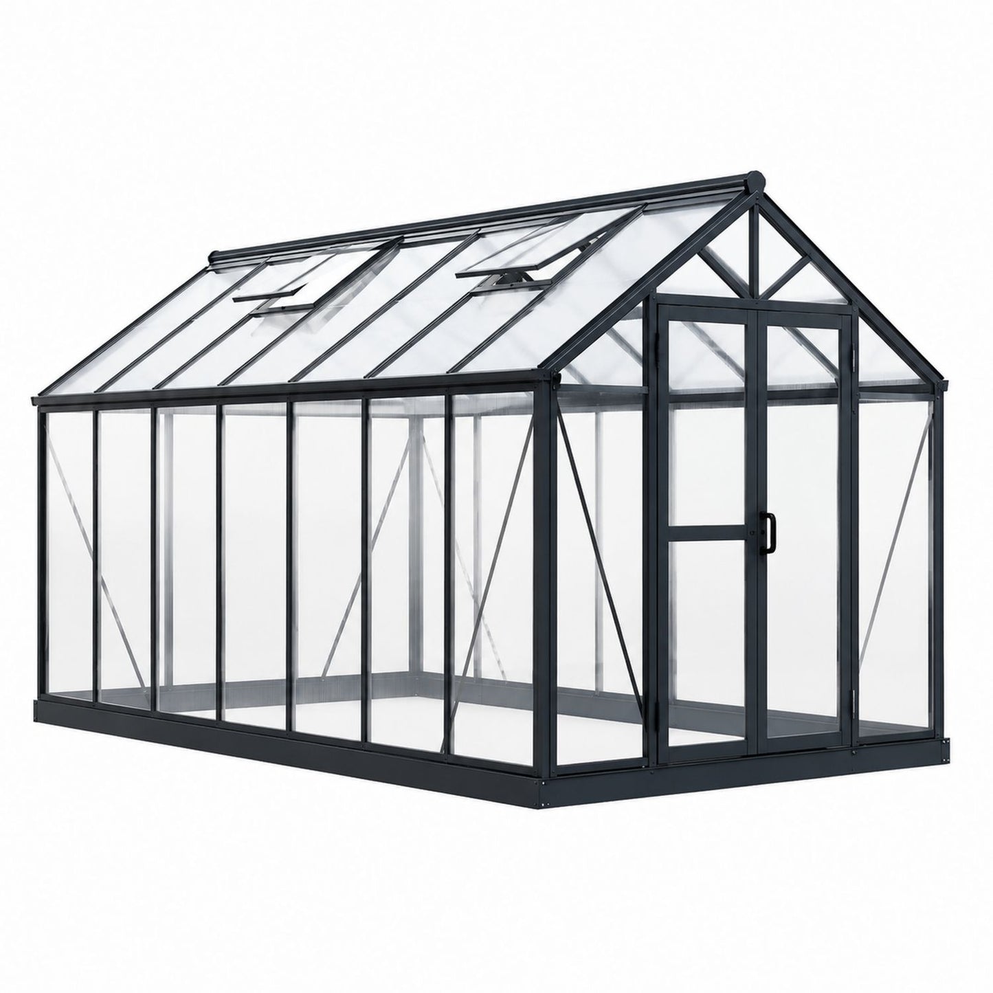 Polycarbonate Greenhouse with Aluminum Frame Black 3m x 2m