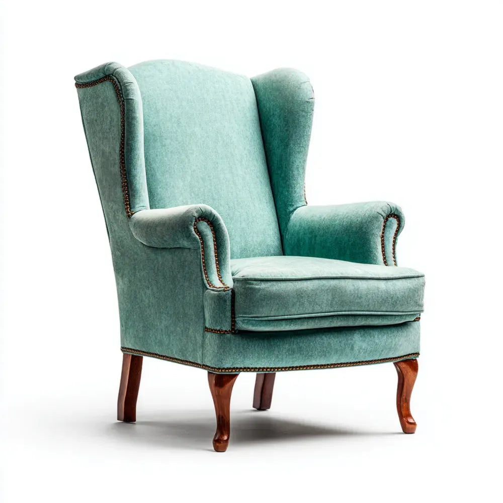 Wingback Armchair Fabric Upholstery 85x75x100 cm - Teal - Classic Design