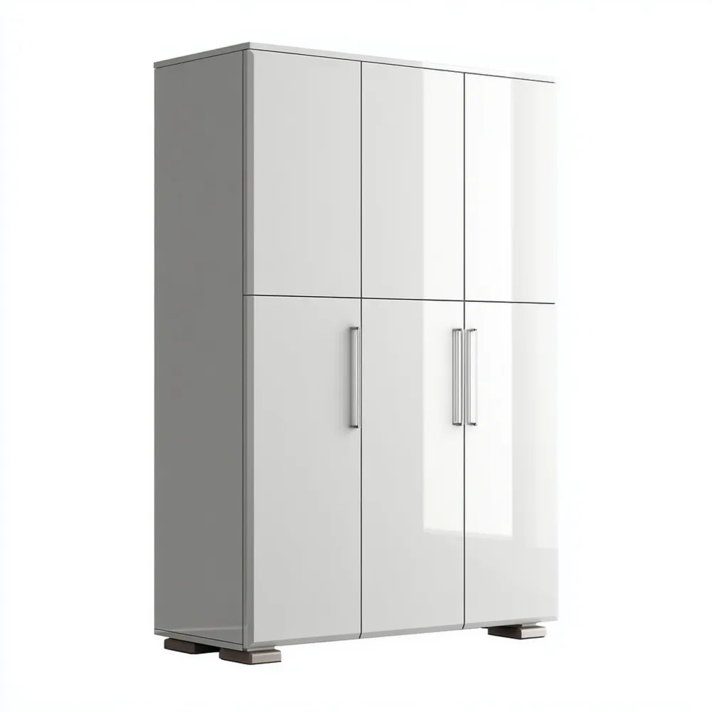 Wardrobe High Gloss Finish 180x60x240 cm - White - Modern Design