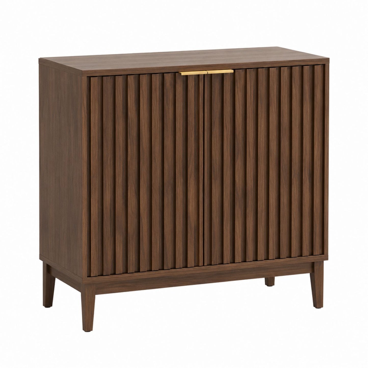 Walnut Storage Cabinet with Fluted Doors 80x40x90 cm