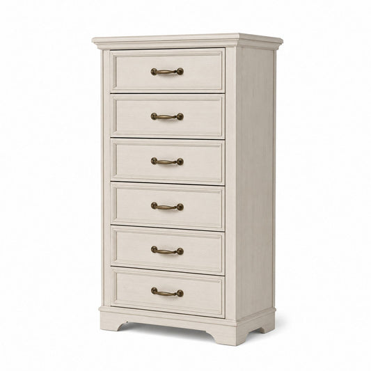 Wooden Chest of Drawers Tall White 6-Drawer