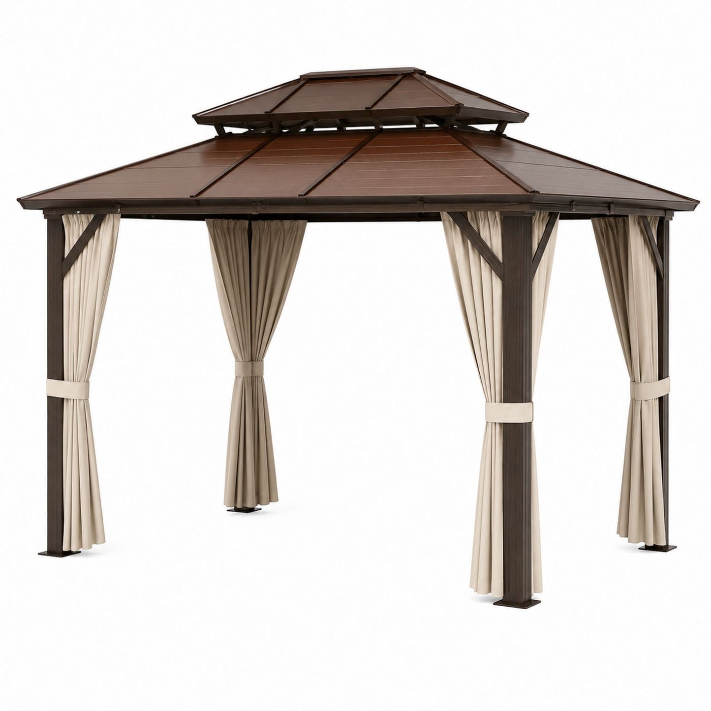 Outdoor Gazebo Steel Frame Polycarbonate Roof 3x3m