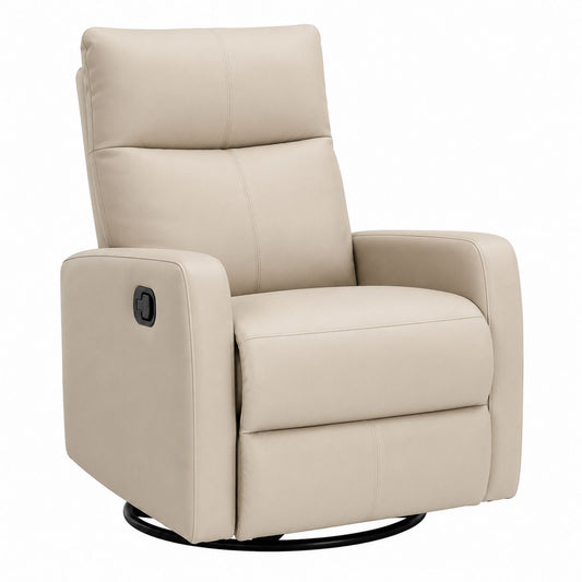 Recliner Chair Faux Leather Beige with 360° Swivel