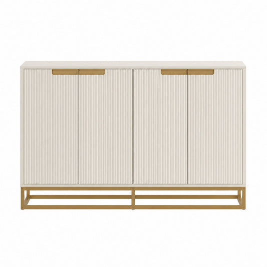 Sideboard Buffet MDF Gold Metal Base Beige 150cm x 40cm x 85cm