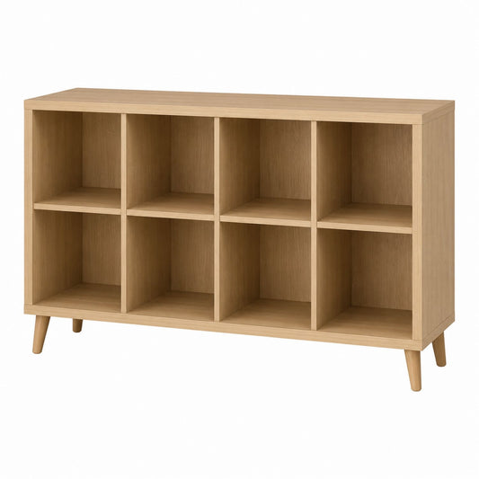 8-Cube Open Bookshelf Oak Veneer Light Oak 120x30x90cm