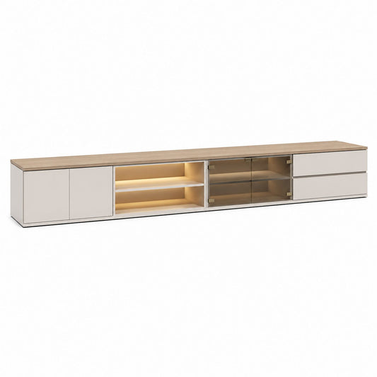 Wood Veneer TV Stand, Beige, 250cm