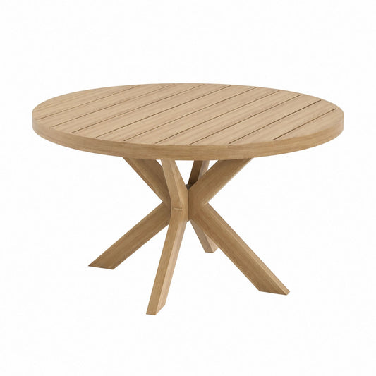Round Teak Wood Outdoor Dining Table 120cm