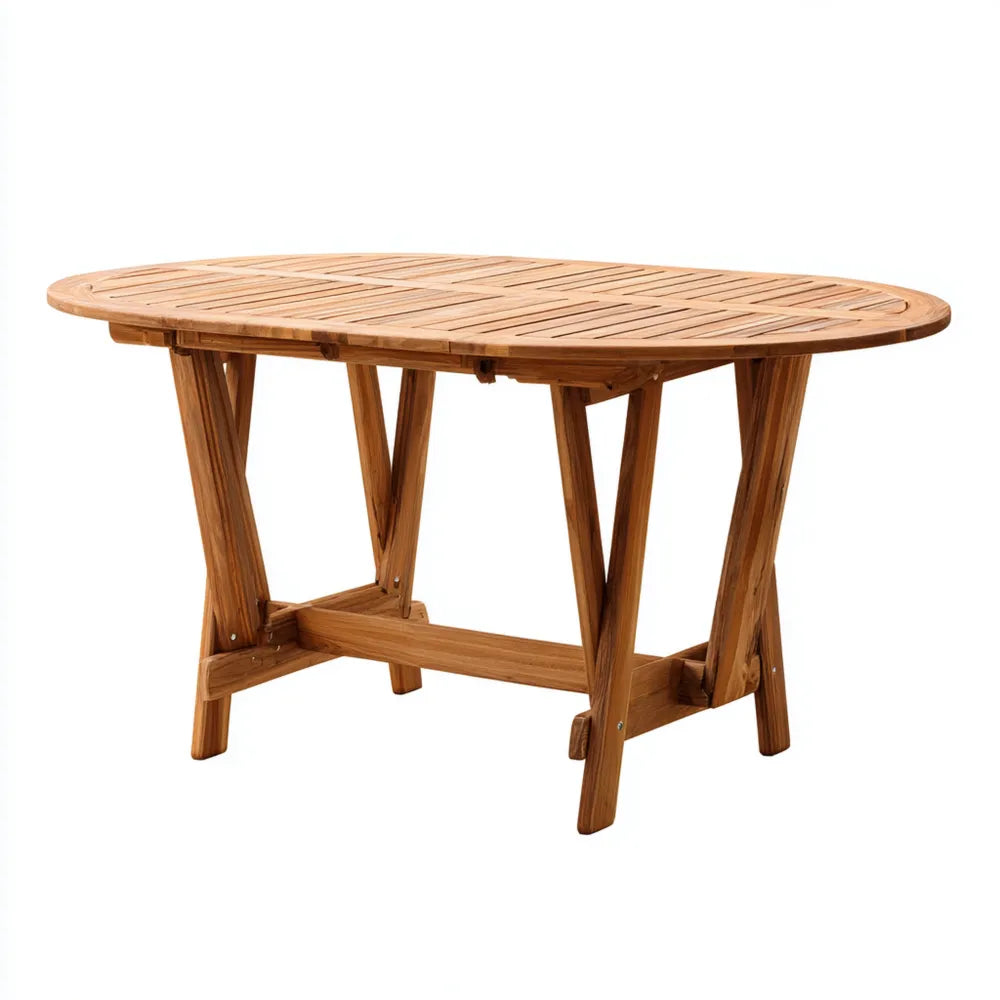 Patio Dining Table – Solid Wood – 150x90x75 cm – Natural Finish – Outdoor Use