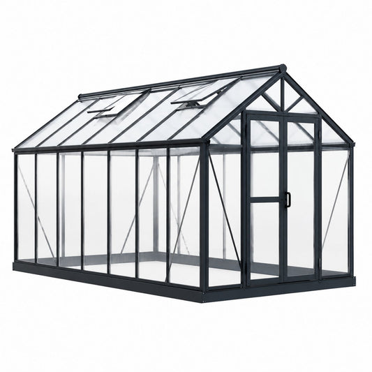 Polycarbonate Greenhouse with Aluminum Frame Black 3m x 2m