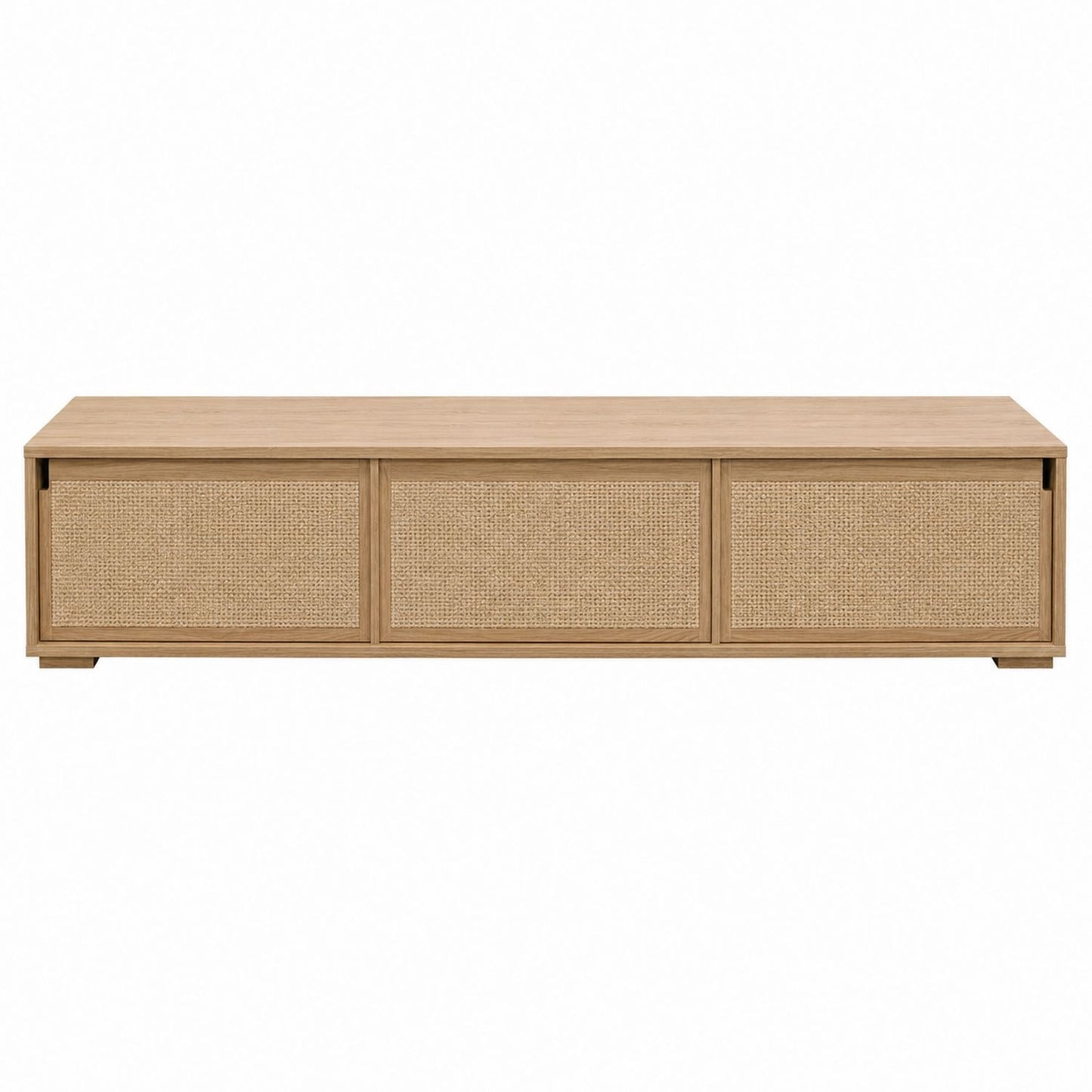 Oak TV Stand with Rattan Doors 180x40x35cm