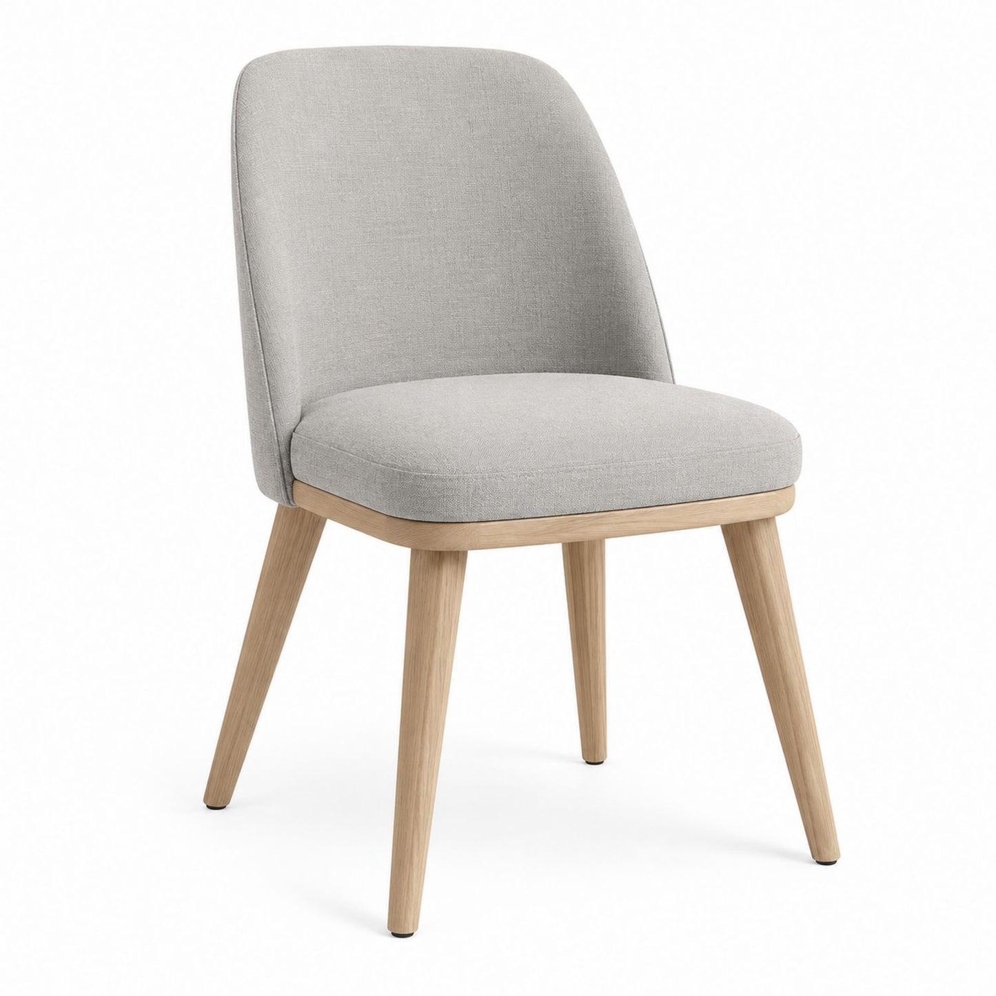 Dining Chair Fabric Seat Wooden Legs Light Gray