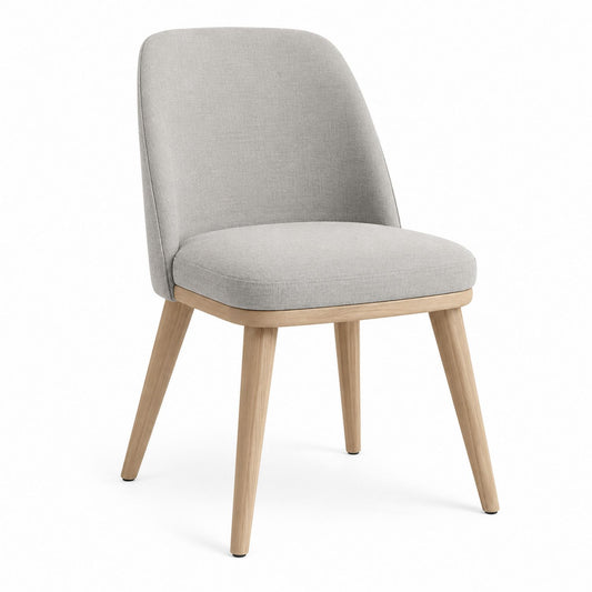 Dining Chair Fabric Seat Wooden Legs Light Gray
