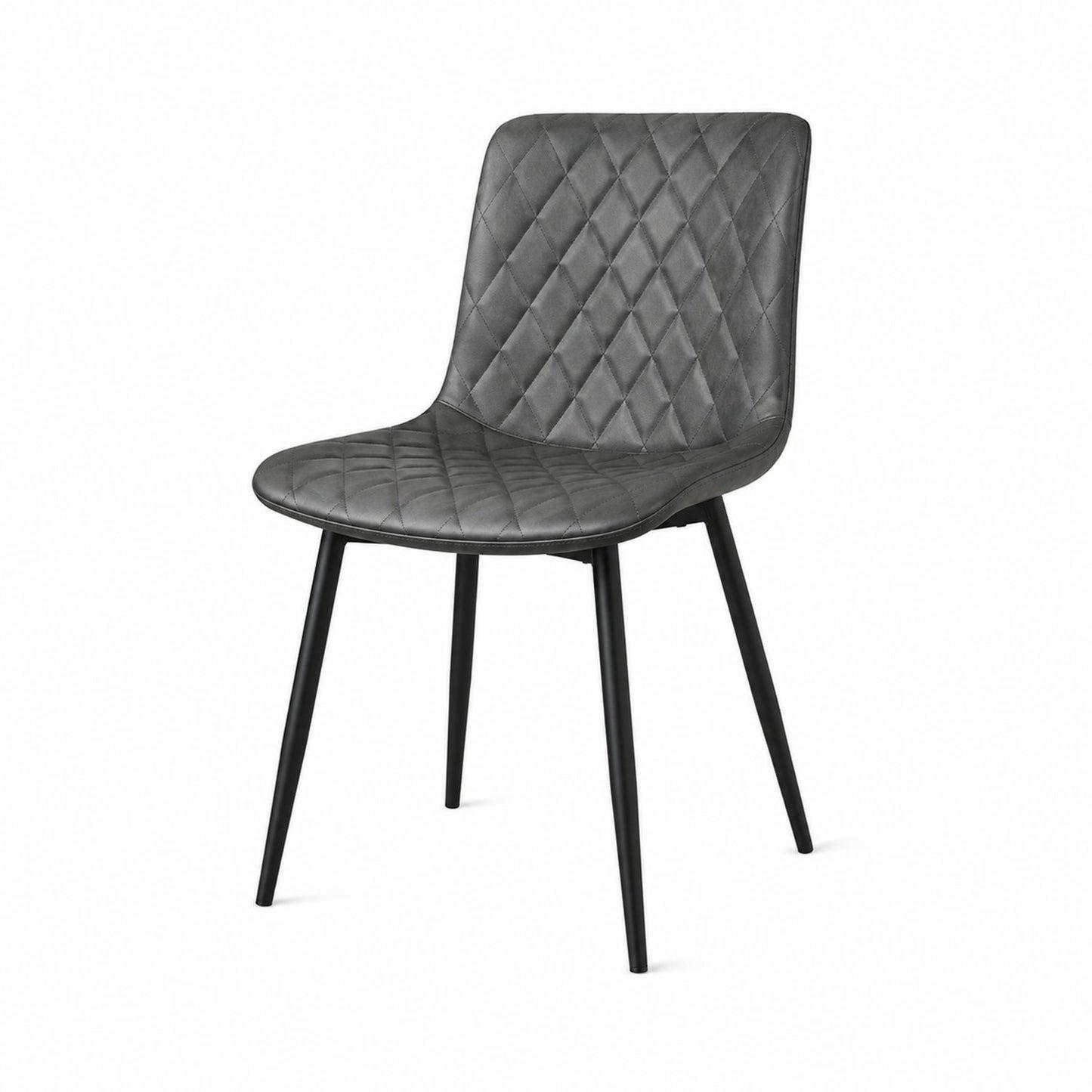 Dining Chair Gray Faux Leather with Metal Legs 82cm