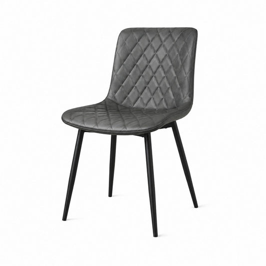 Dining Chair Gray Faux Leather with Metal Legs 82cm
