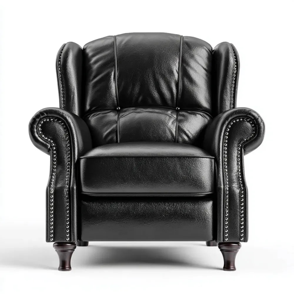 Fauteuil en cuir 85x70x95 cm - Noir - Design classique