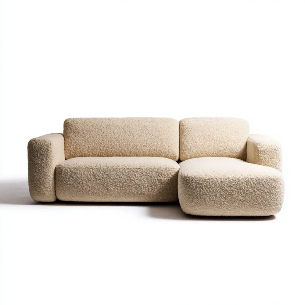Corner Sofa Set 290x160x85 cm - Bouclé Fabric - Beige - Modern Design