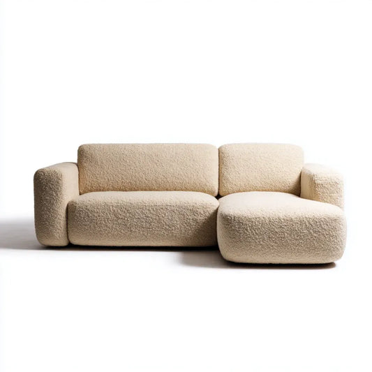 Corner Sofa Set 290x160x85 cm - Bouclé Fabric - Beige - Modern Design