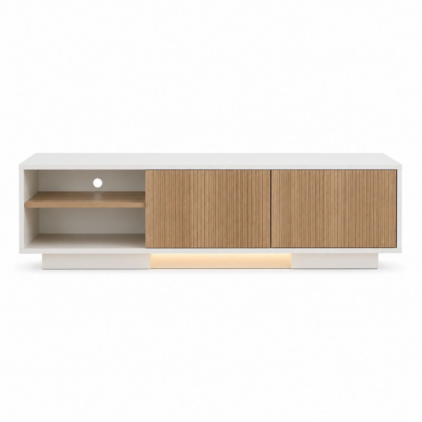 White Oak TV Stand with Storage 152 cm