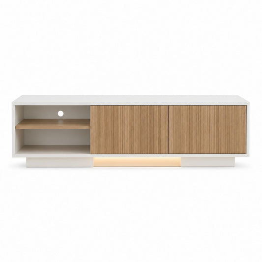 White Oak TV Stand with Storage 152 cm