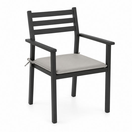 Aluminum Outdoor Armchair with Grey Cushion