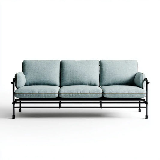 Three-Seater Sofa 210x85x75 cm - Light Blue - Industrial Style