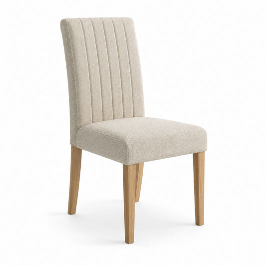 Polyester Upholstered Oak Dining Chair Beige