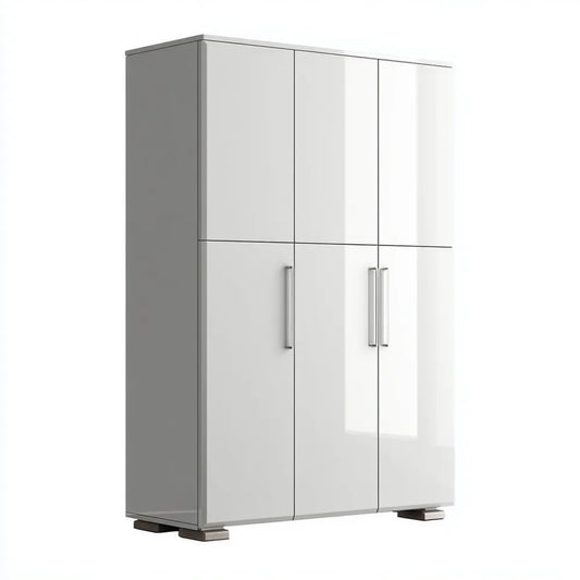 Wardrobe High Gloss Finish 180x60x240 cm - White - Modern Design