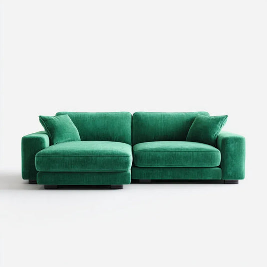Sectional Sofa 280x160x85 cm - Velvet Upholstery - Emerald Green - Contemporary Design