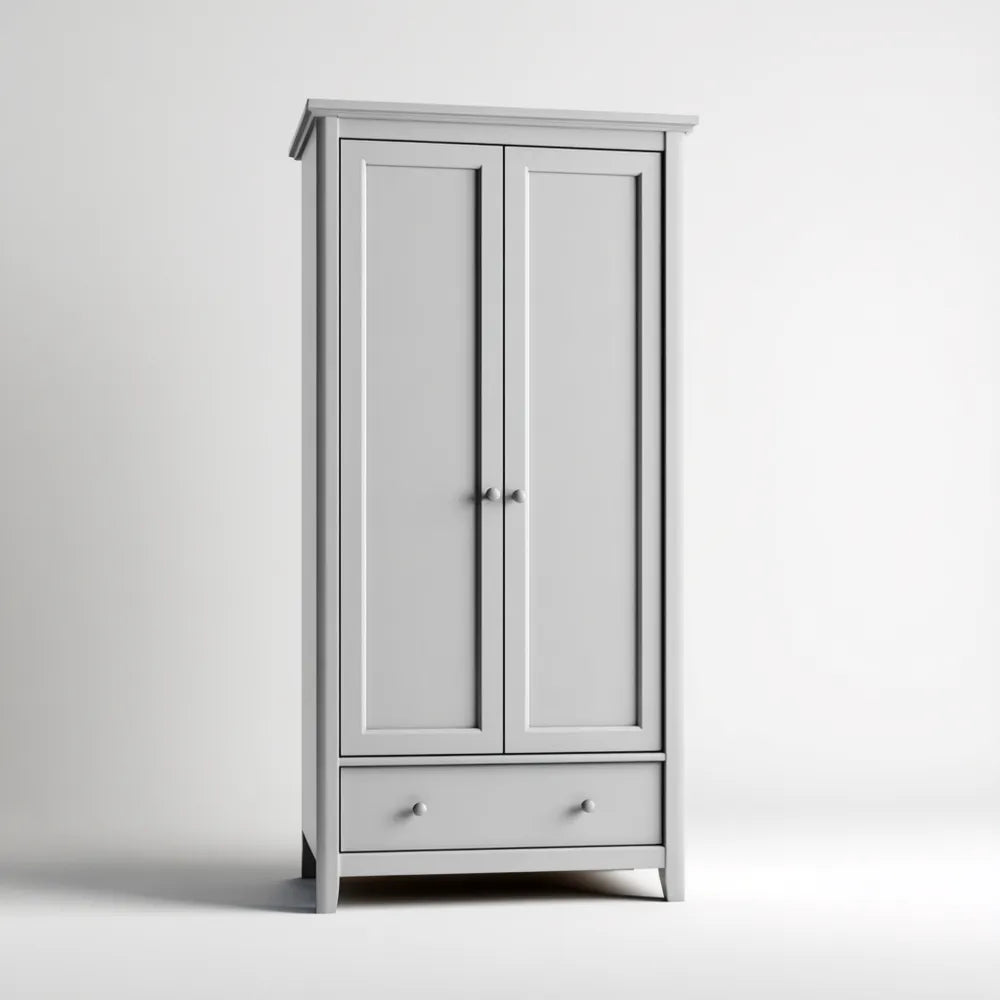 Wardrobe – Wooden Material 180x80x50 cm – Light Gray – Classic Design
