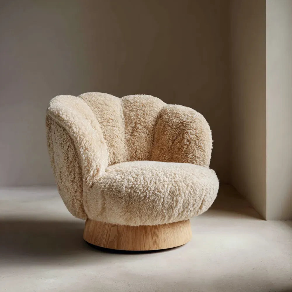 Armchair Faux Sheepskin 85x85x90 cm - Beige - Contemporary Design